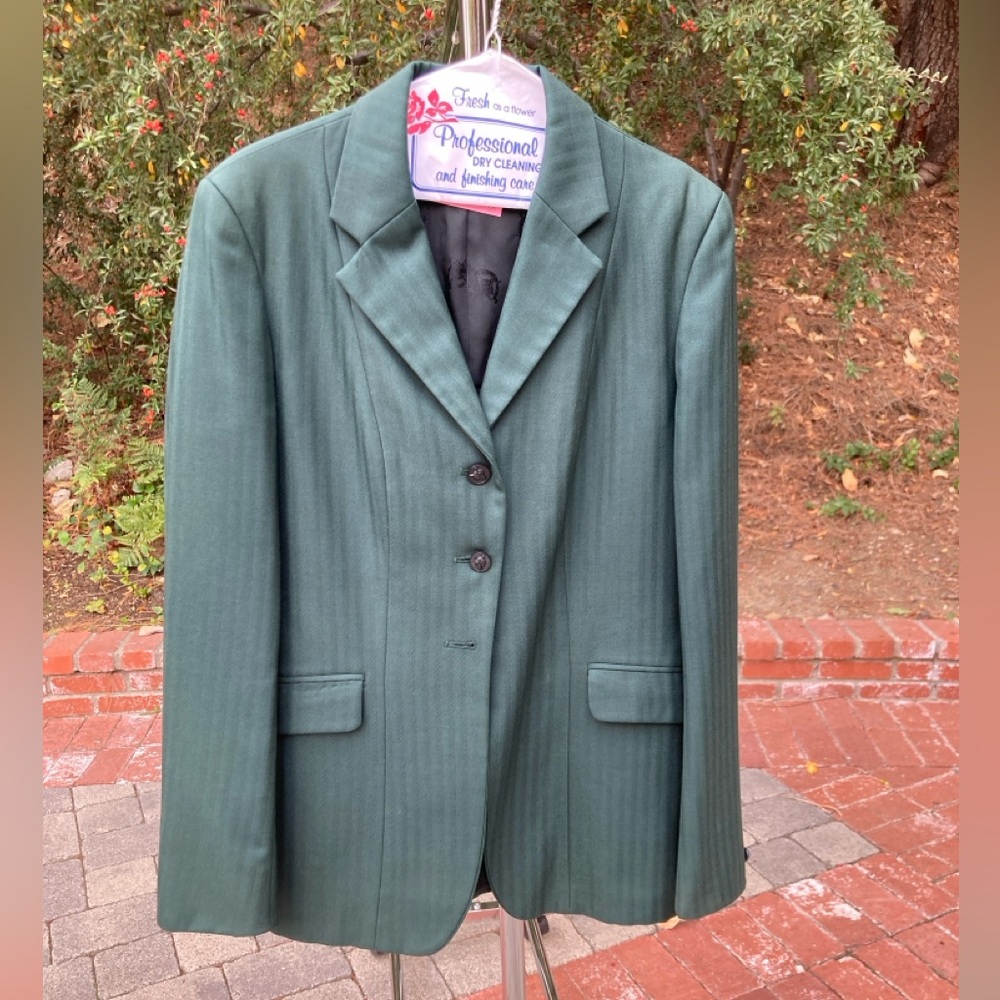 Green Pytchley Classic Equestrian Hunt coat - Made in England - Size: 14 Long